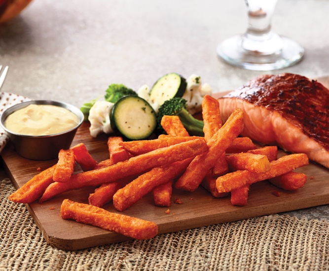 Cedar-Planked Salmon and Sweet Potatoes