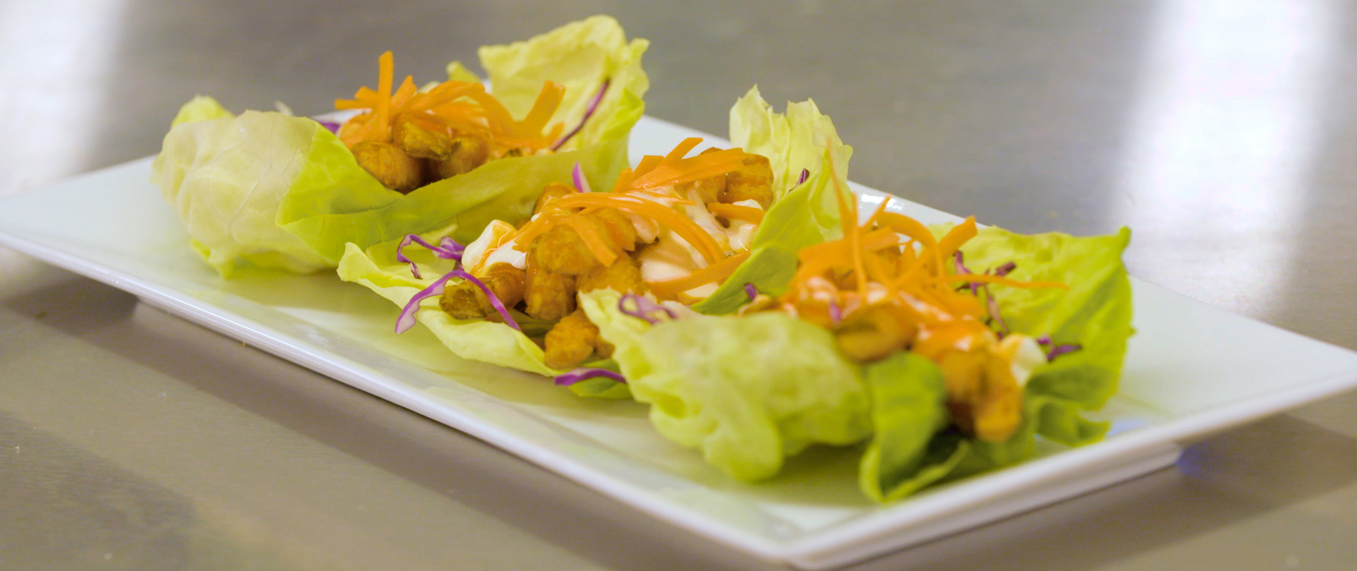 Buffalo’d Sweet Potato Lettuce Wraps