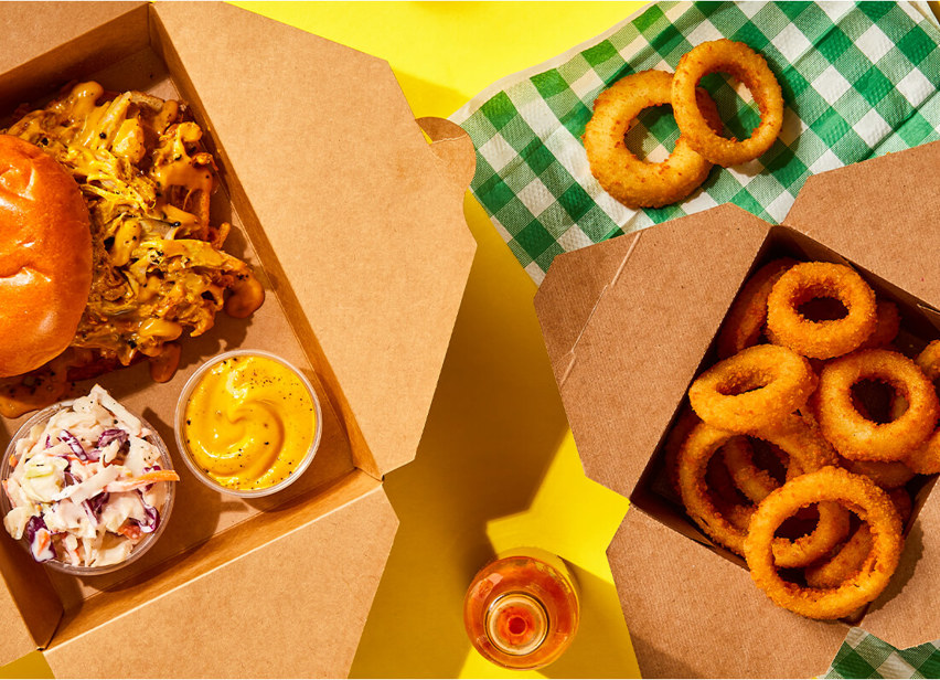 BBQ Pork Sandwich & Moore's Gourmet Breaded Onion Rings