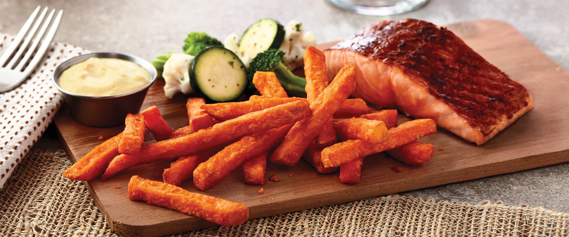Cedar-Planked Salmon and Sweet Potatoes