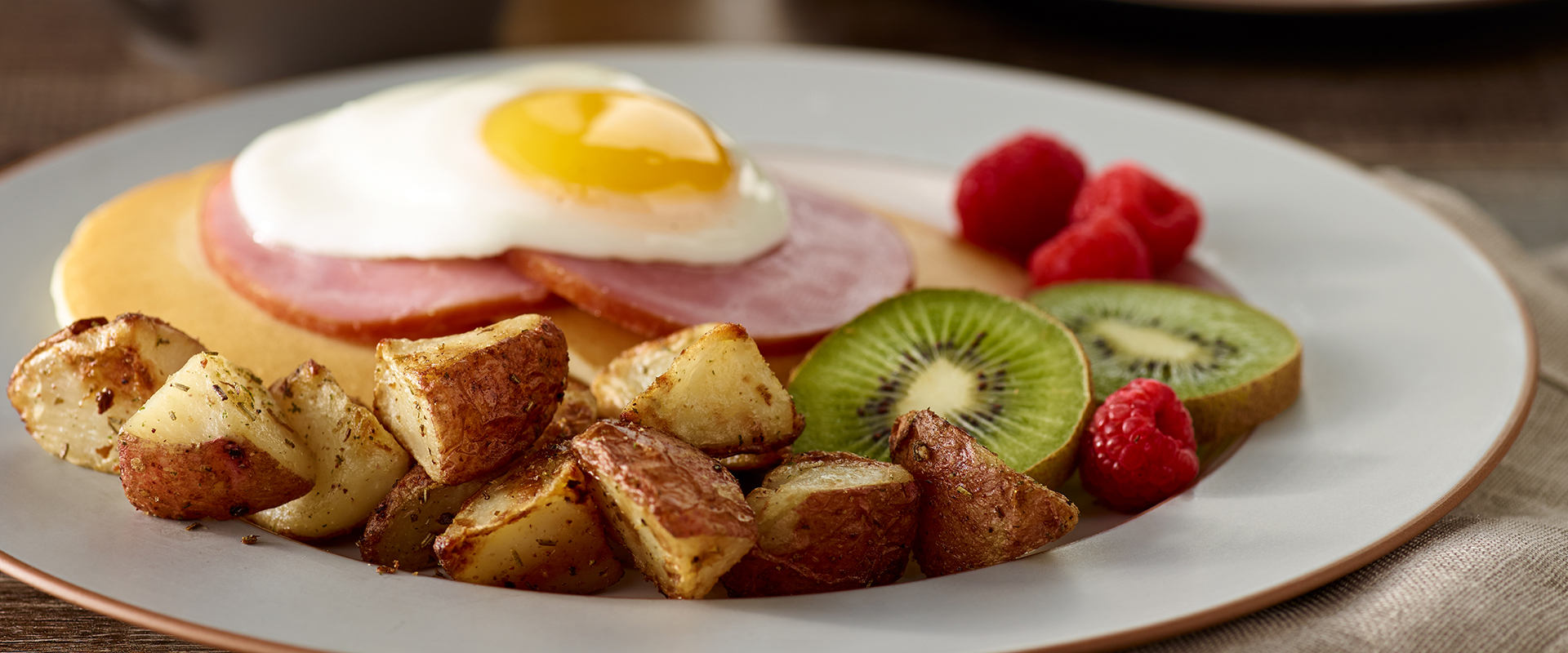 Pancake Benedict with Roasted Red Skins