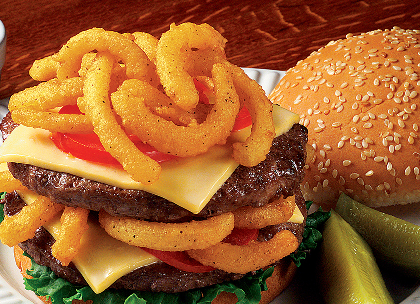 Moore's Onion Straws on Burger