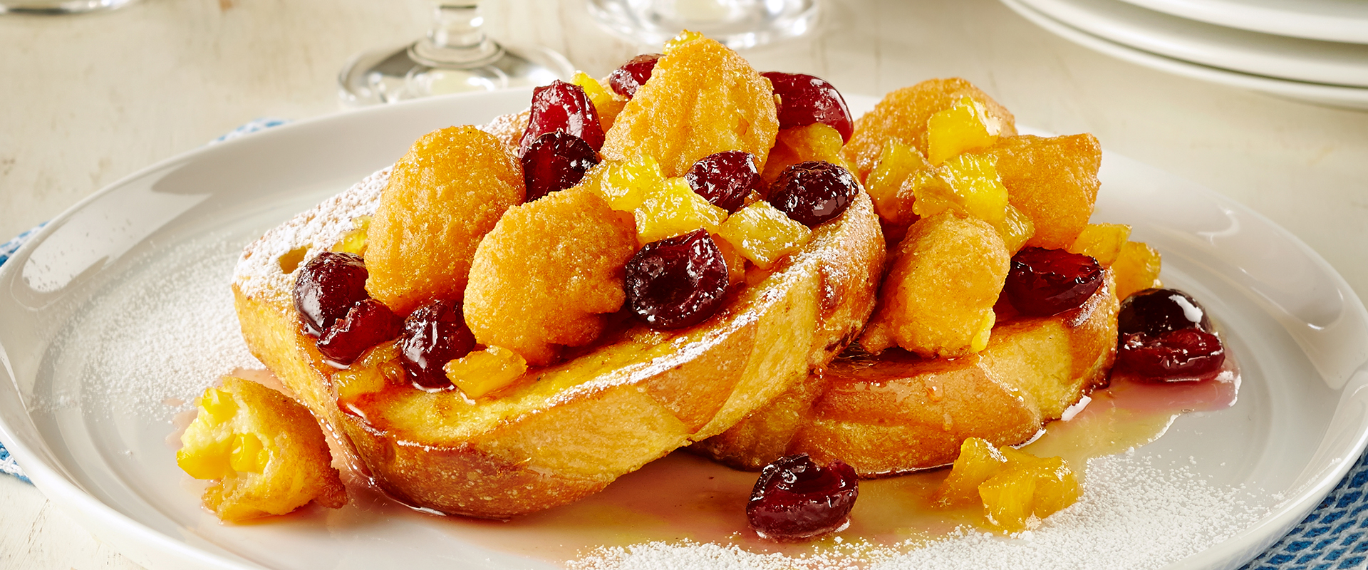 Piña Colada French Toast with Sweet Corn Nuggets