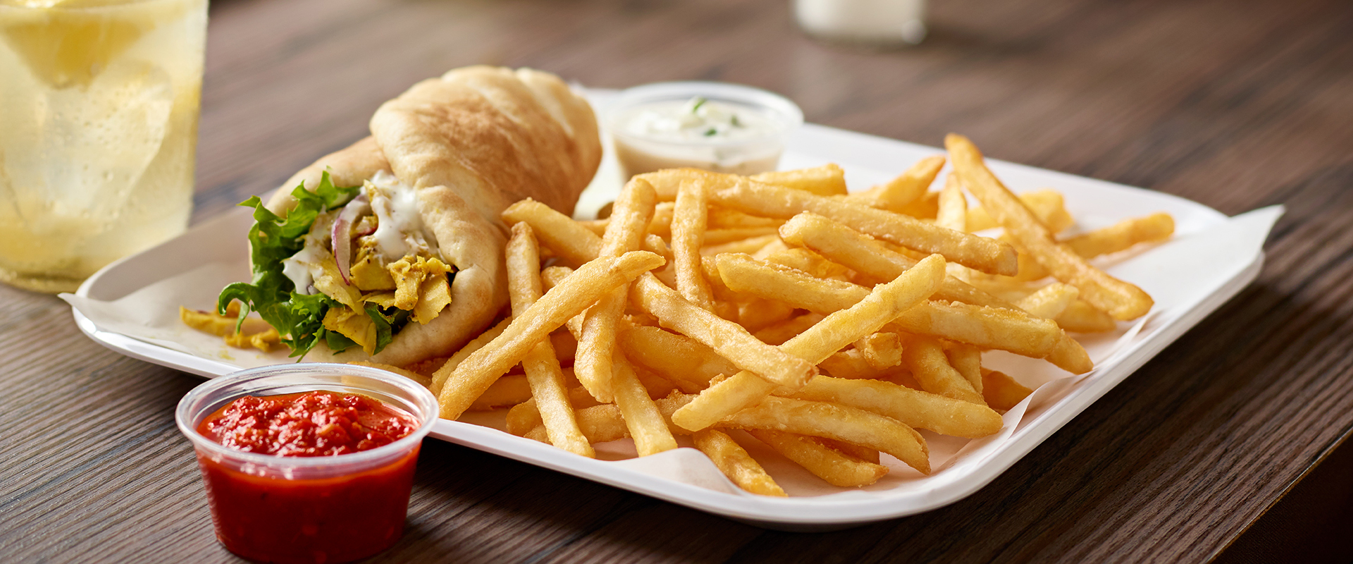 Shawarma Pita with Harissa Fries