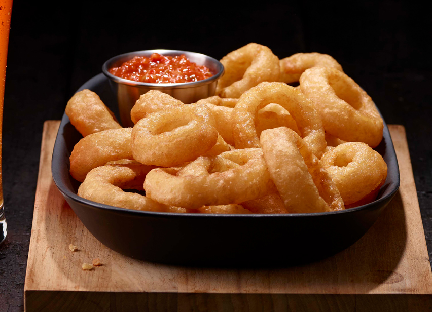 Beer Battered Rings with Kimchi Ketchup