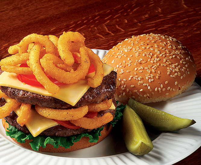 Moore's Onion Straws on Burger